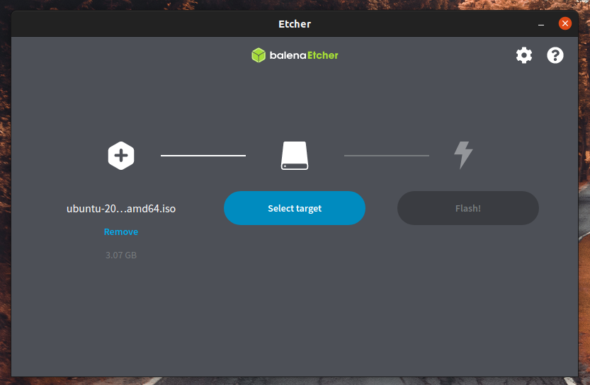 Etcher 中的选择目标步骤